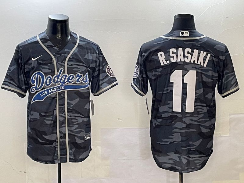 Men Los Angeles Dodgers #11 R.Sasaki Camo Joint Name 2025 Nike MLB Jersey style 1
